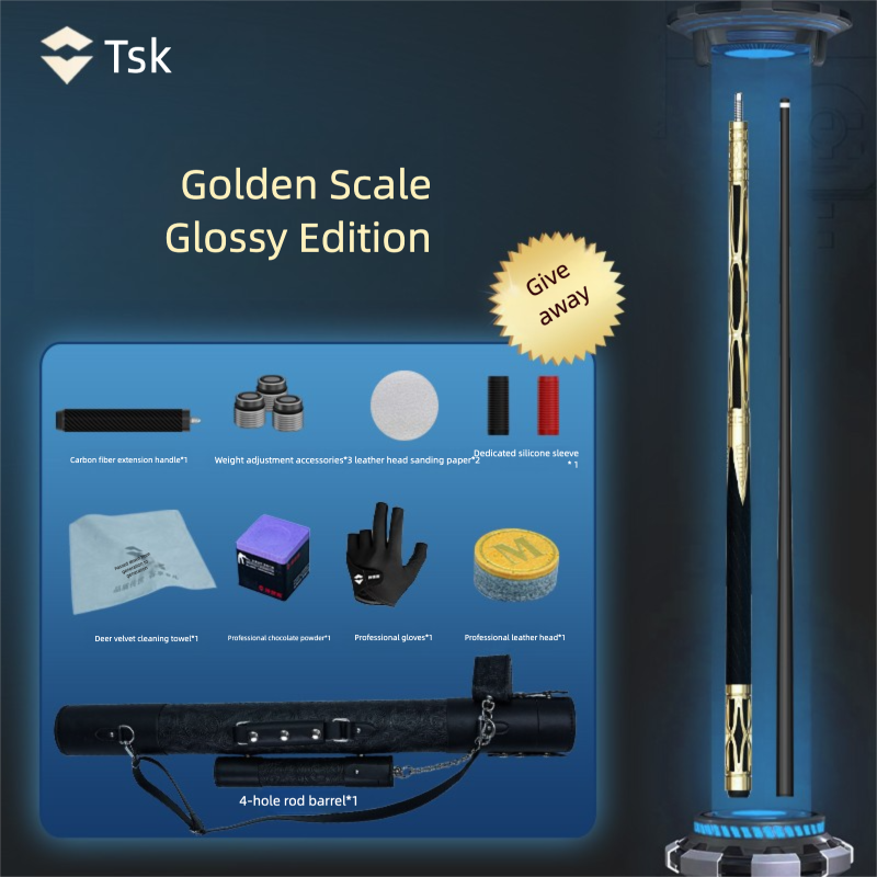 Juego de tacos de billar de fibra de carbono TSK Metal - Punta de 11,8 mm, peso ajustable, opciones oro/rojo/púrpura, taco de billar profesional para jugadores avanzados