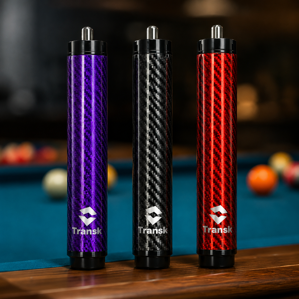 Transk Carbon Fiber Pool Cue Extension – 10.5cm Screw-On Cue Butt Extension