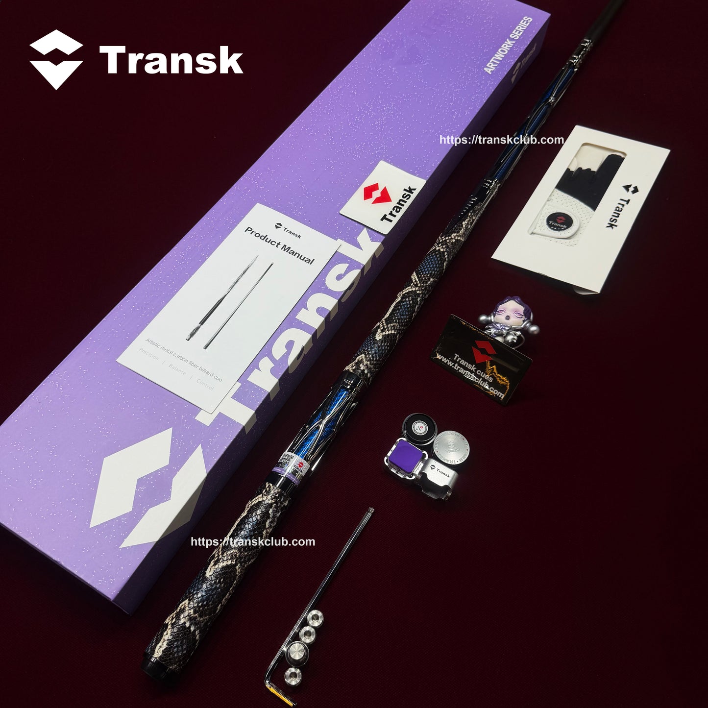 Transk Blue Metal Pool Cue Set with Accessories – 11.8/12.5mm Tips, Textured Grip