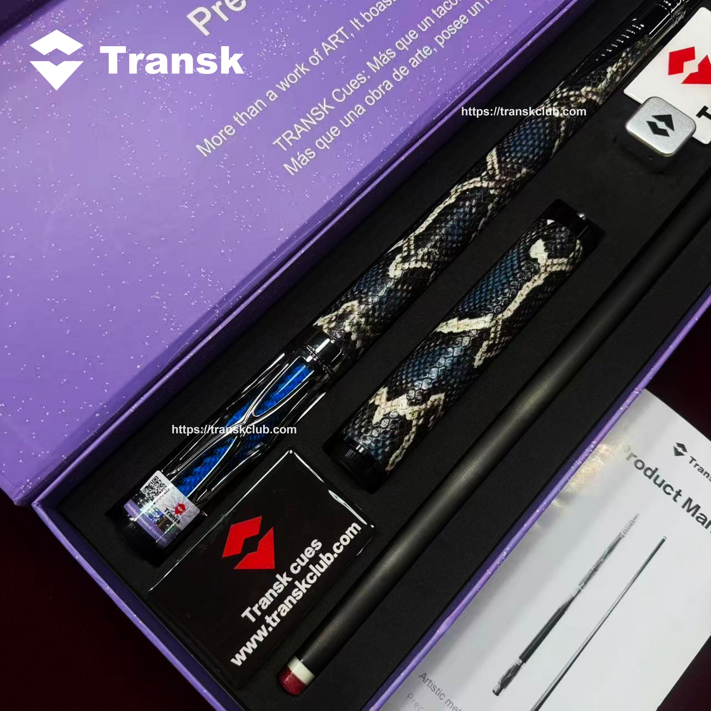 Transk Blue Metal Pool Cue Set with Accessories – 11.8/12.5mm Tips, Textured Grip