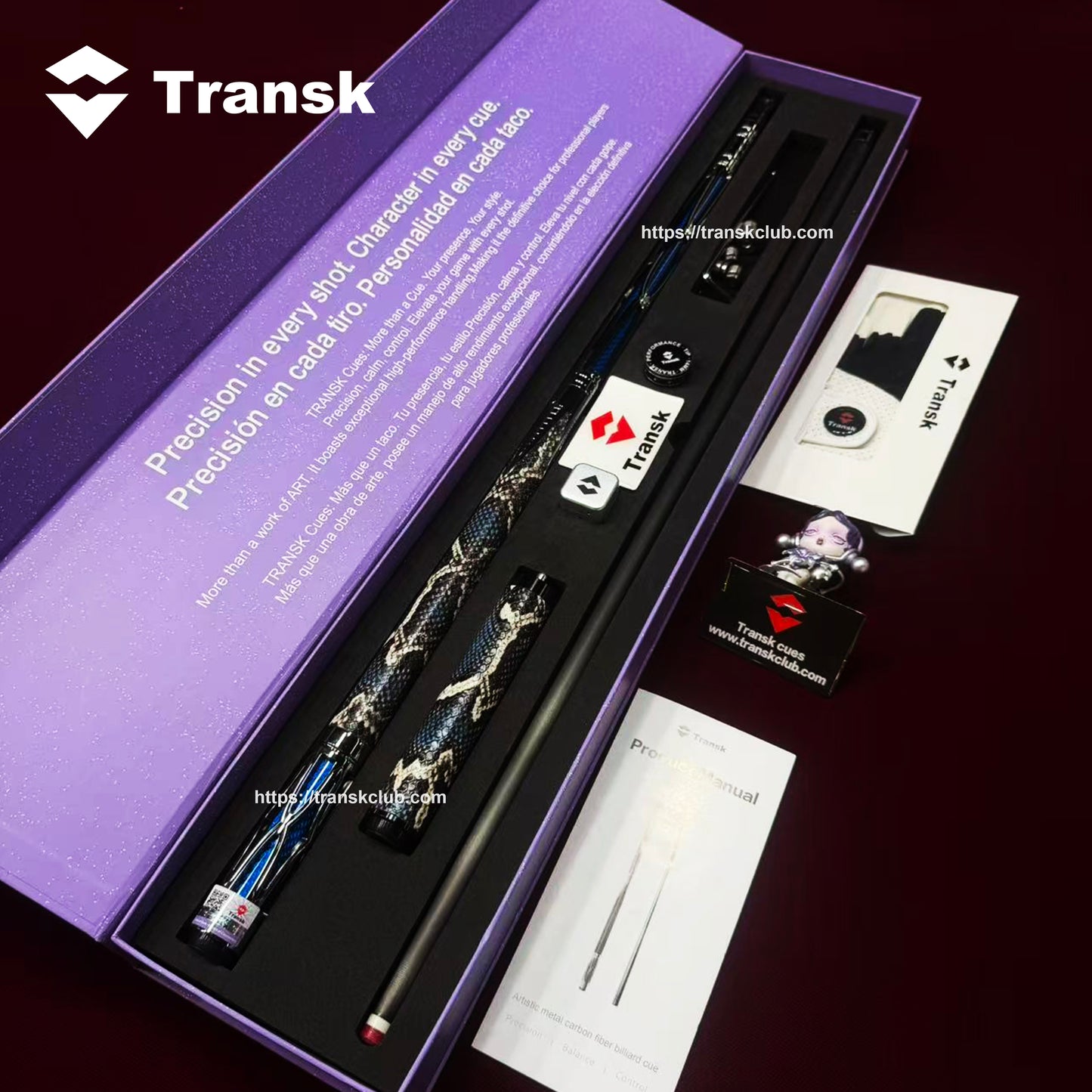 Transk Blue Metal Pool Cue Set with Accessories – 11.8/12.5mm Tips, Textured Grip