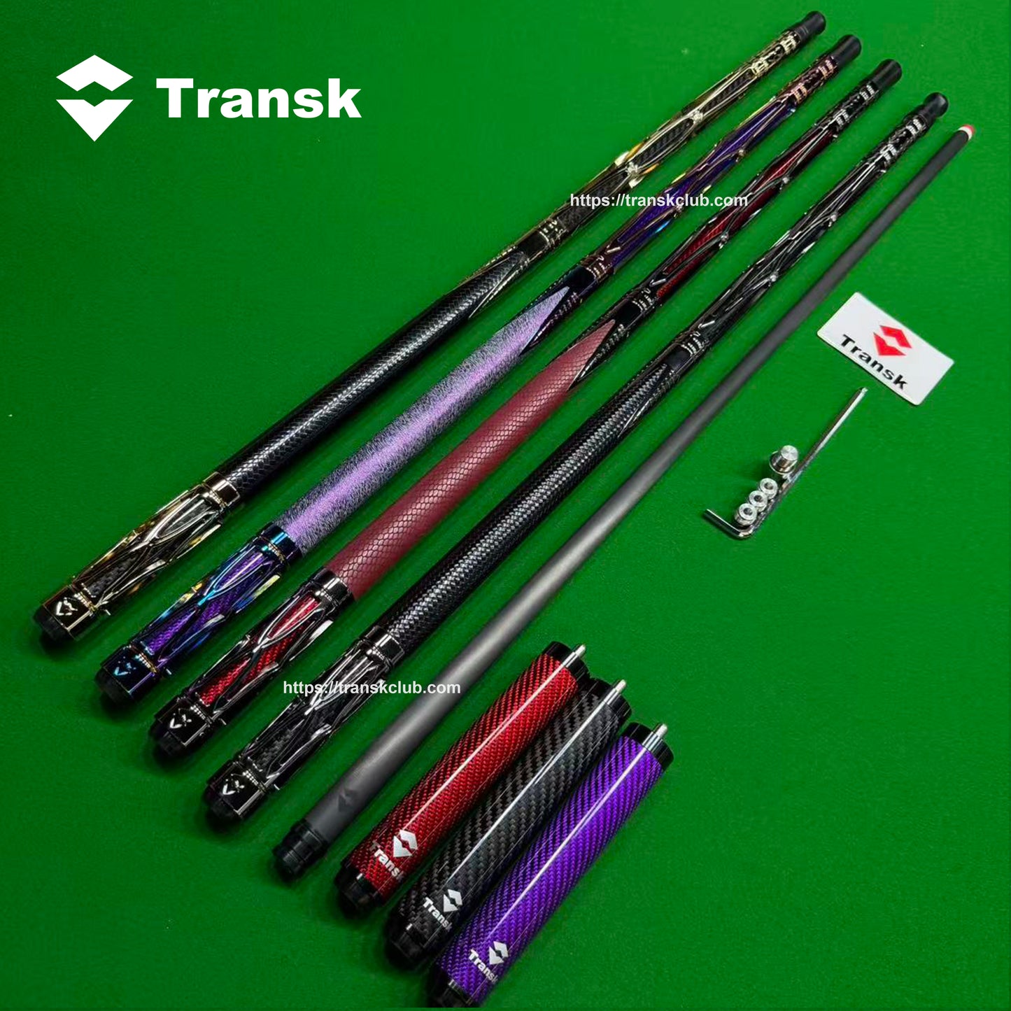 正規品 Transk メタル カーボンファイバープールキュー - 11.8mmチップ、調節可能ウェイト、ゴールド/レッド/パープルオプション、上級者向けプロフェッショナルビリヤードスティック