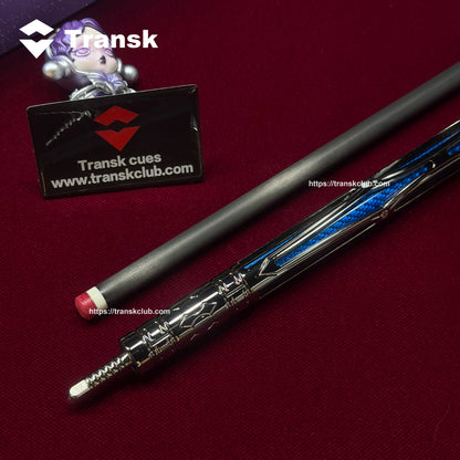 Transk Blue Metal Pool Cue Set with Accessories – 11.8/12.5mm Tips, Textured Grip