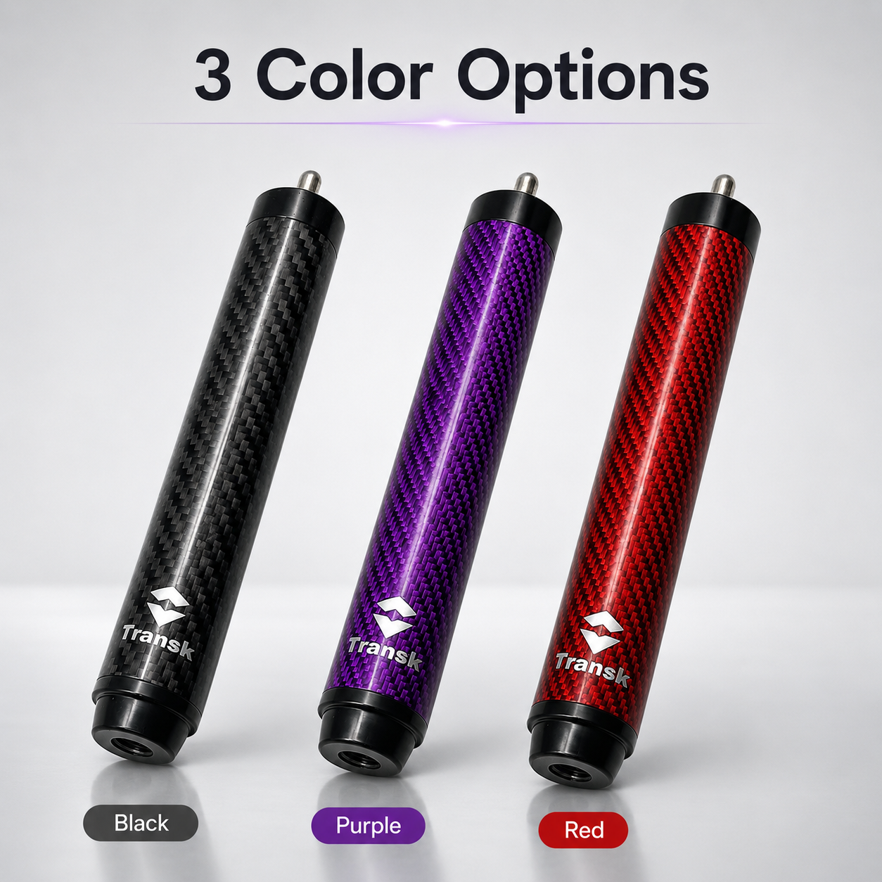 Transk Carbon Fiber Pool Cue Extension – 10.5cm Screw-On Cue Butt Extension