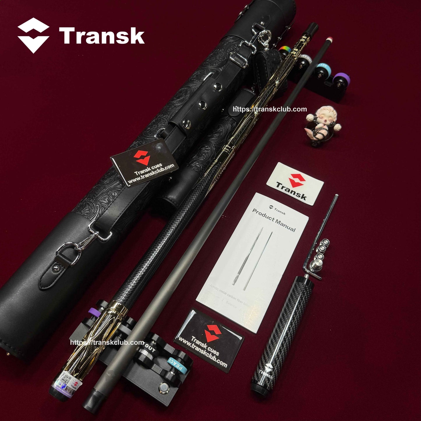 Genuine product Transk Metal Carbon Fiber Pool Cue Set - 11.8mm Tip, Adjustable Weight, Gold/Red/Purple Options, Professional Billiard Stick for Advanced Players