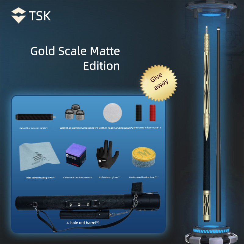 Juego de tacos de billar de fibra de carbono TSK Metal - Punta de 11,8 mm, peso ajustable, opciones oro/rojo/púrpura, taco de billar profesional para jugadores avanzados