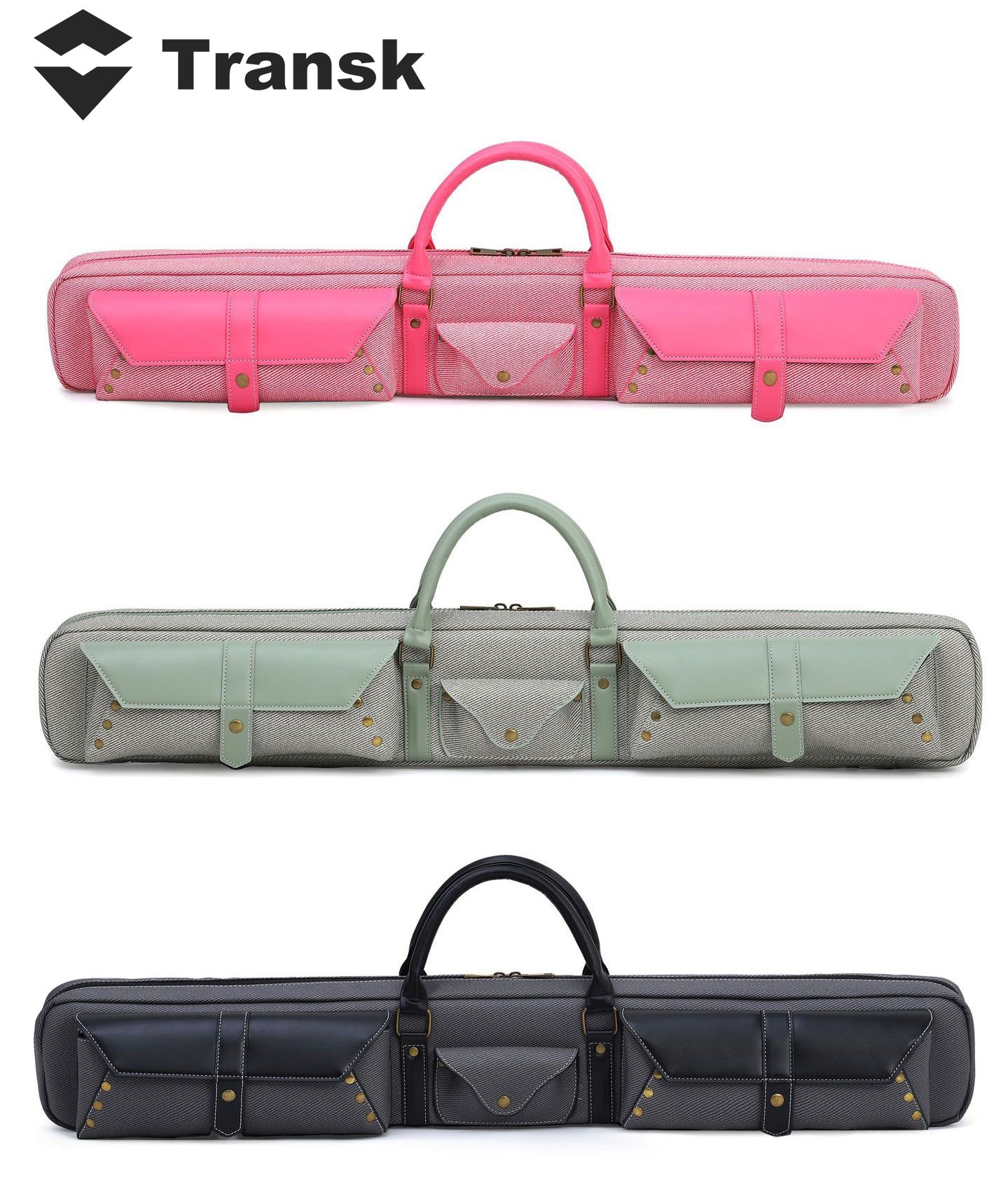 Transk Billiard Cue Case | 6-Hole Combo Bag for 1/2 Split American Pool Cue, Suit For Break/Jump Cue & Nine-Ball Cue