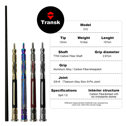 Transk Metal Dragon Slayer Jump Cue - Carbon Fiber Shaft with Sheepskin Grip-13mm tip