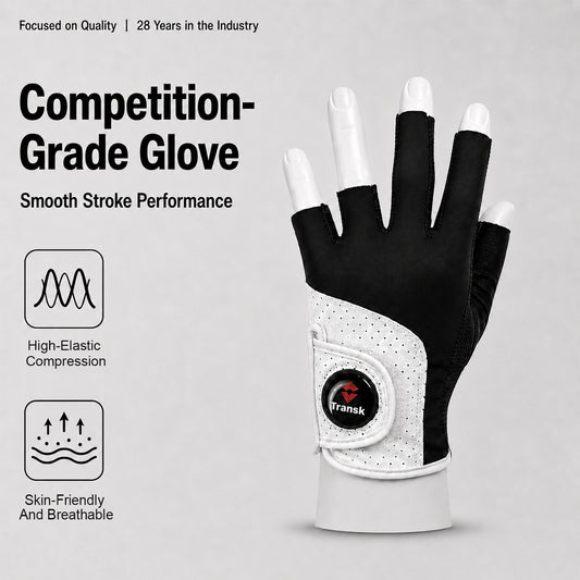 Transk Professional Magnetic Billiards Glove – Breathable 3-Finger Pool Glove with Suede Palm Support
