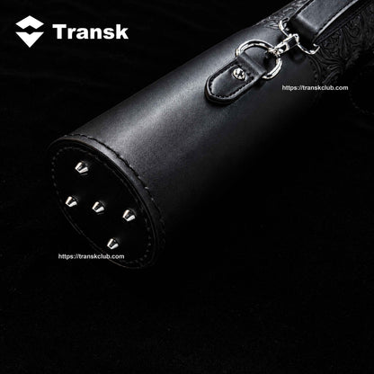 Transk Black Embossed Pool Cue Case with Extension & Chalk Holder