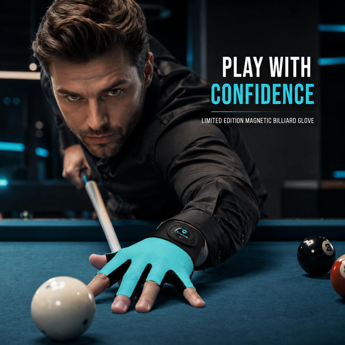 Transk Magnetic Pool Glove – Breathable Open-Finger Billiards Glove with Adjustable Wrist Support