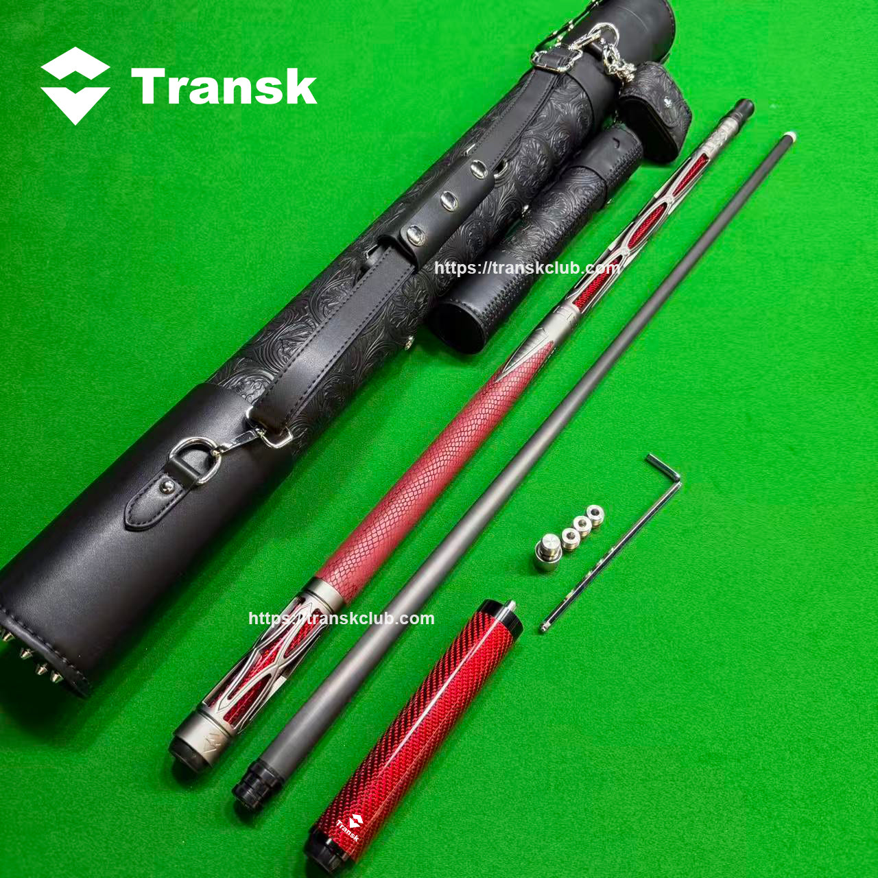 Producto Genuino Transk Taco de Billar de Fibra de Carbono Metal - Punta de 11.8mm, Peso Ajustable, Opciones Oro/Rojo/Purple, Taco Profissional para Jugadores Avanzados