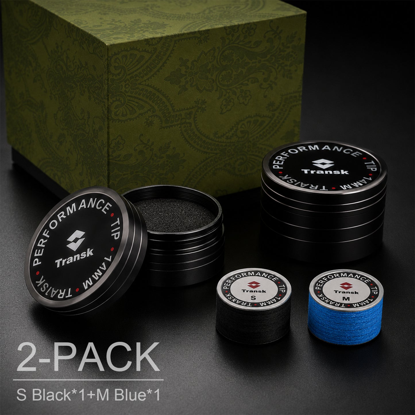 Transk 10-Layer Imported Top-Grain Pigskin Billiard Cue Tips – Soft & Medium 2-Pack