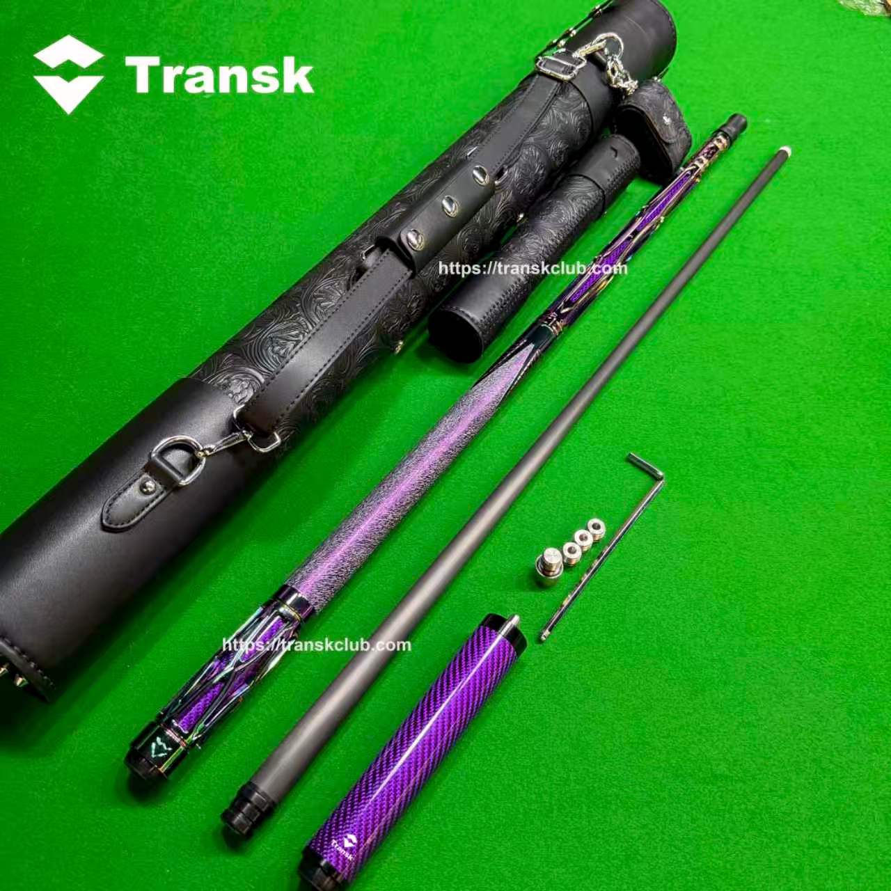 Producto Genuino Transk Taco de Billar de Fibra de Carbono Metal - Punta de 11.8mm, Peso Ajustable, Opciones Oro/Rojo/Purple, Taco Profissional para Jugadores Avanzados