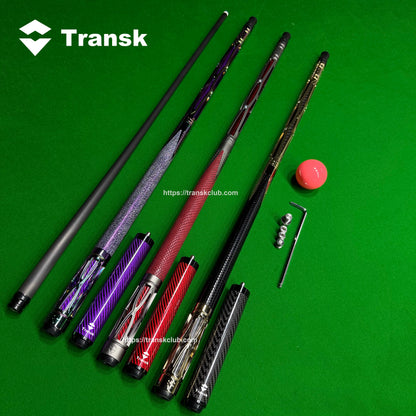 Transk Metall-Carbonfaser-Billardqueue - 11.8mm Spitze, verstellbares Gewicht, Gold, Profi-Queue